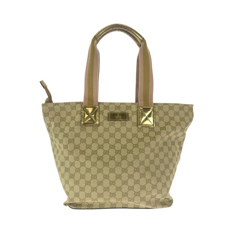 Gucci Gg Canvas Leather Tote Shoulder Bag